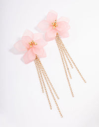 Gold Big Flower Cupchain Drop Earrings - link has visual effect only