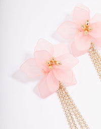 Gold Big Flower Cupchain Drop Earrings - link has visual effect only