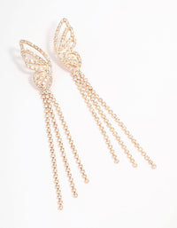 Gold Butterfly Cup Chain Drop Earrings - link has visual effect only