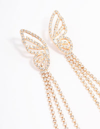 Gold Butterfly Cup Chain Drop Earrings - link has visual effect only