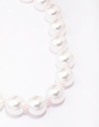 Large Pearl & Pink Chiffon Tie Statement Necklace - link has visual effect only