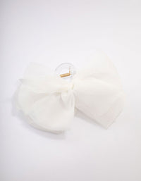 White Fabric Large Chiffon Bow Hair Claw Clip - link has visual effect only