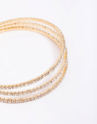 Gold Medium Triple Row Diamante Hoop Earrings - link has visual effect only