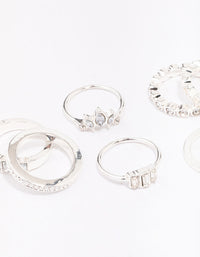 Silver Diamante Mixed Band Ring Pack - link has visual effect only