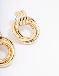 Gold Plated Circular Drop Stud Earrings - link has visual effect only