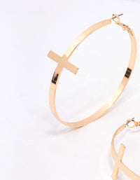 Gold Large Cross Hoop Earrings - link has visual effect only