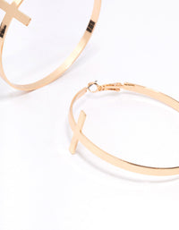 Gold Large Cross Hoop Earrings - link has visual effect only