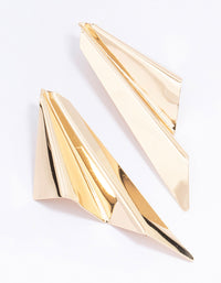 Gold Folded Fan Drop Earrings - link has visual effect only