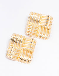 Gold Square Wrap Stud Earrings - link has visual effect only