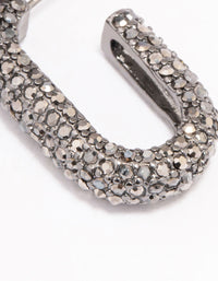 Gunmetal Rectangle Diamante Hoop Earrings - link has visual effect only