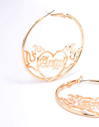 Gold Angel Flame Hoop Earrings - link has visual effect only