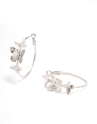 Rhodium Fine Butterfly Hoop Earrings - link has visual effect only