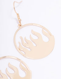 Gold Round Flame Drop Earrings - link has visual effect only