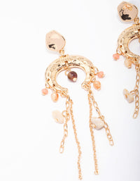 Gold Crescent Stone Drop Earrings - link has visual effect only