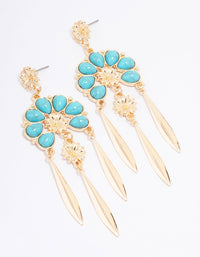 Gold Flower Tassel Drop Earrings - link has visual effect only