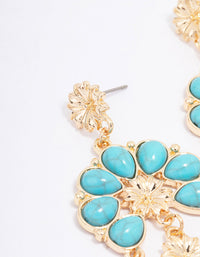 Gold Flower Tassel Drop Earrings - link has visual effect only