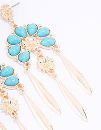 Gold Flower Tassel Drop Earrings - link has visual effect only