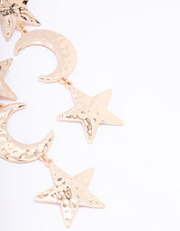 Gold Textured Star & Moon Drop Earrings - link has visual effect only