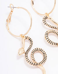 Antique Gold Swirling Snake Drop Earrings - link has visual effect only