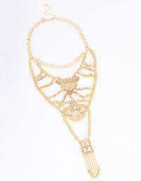 Gold Elaborate Detailed Chain Statement Necklace - link has visual effect only