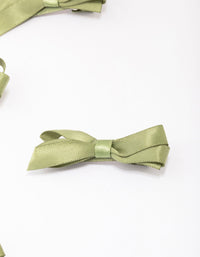 Green Mini Satin Hair Bow Clips 5-Pack - link has visual effect only