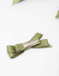 Green Mini Satin Hair Bow Clips 5-Pack - link has visual effect only