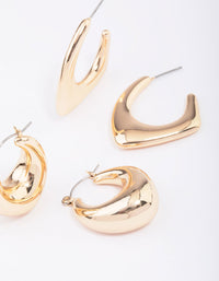 Gold Pendant & Puffy Hoop Earring Pack - link has visual effect only