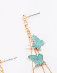 Gold & Blue Butterfly Drop Earrings - link has visual effect only