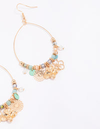 Gold Mixed Flower Beaded Drop Earrings - link has visual effect only