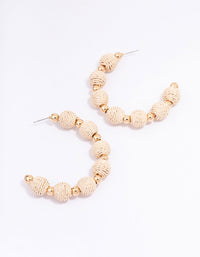 Gold Ball Raffia Large Hoop Earrings - link has visual effect only