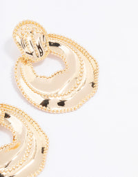 Gold Hammered Interlocking Drop Earrings - link has visual effect only