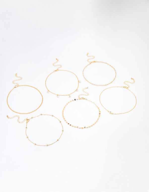 Gold Diamante Choker Necklace 6-Pack