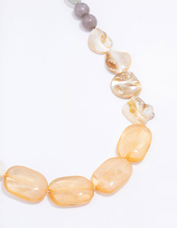 Gold Marble Beaded Statement Necklace