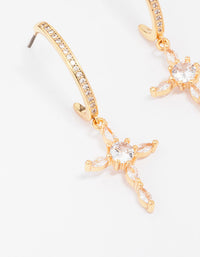 Gold Plated Cubic Zirconia Marquise Cross Drop Earrings - link has visual effect only