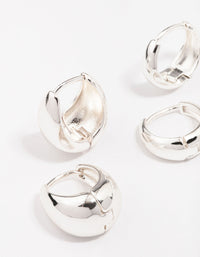 Silver Plated Bubble Huggie Earring Pack - link has visual effect only