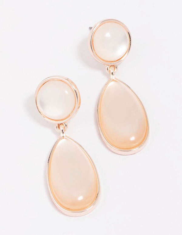 Rose Gold Double Cat Eye Drop Earrings