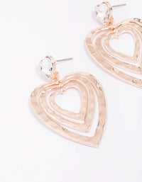 Rose Gold Triple Heart Diamante Drop Earrings - link has visual effect only