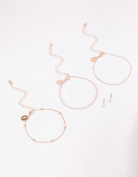 Rose Gold Ball & Pearl Jewellery Set - link has visual effect only