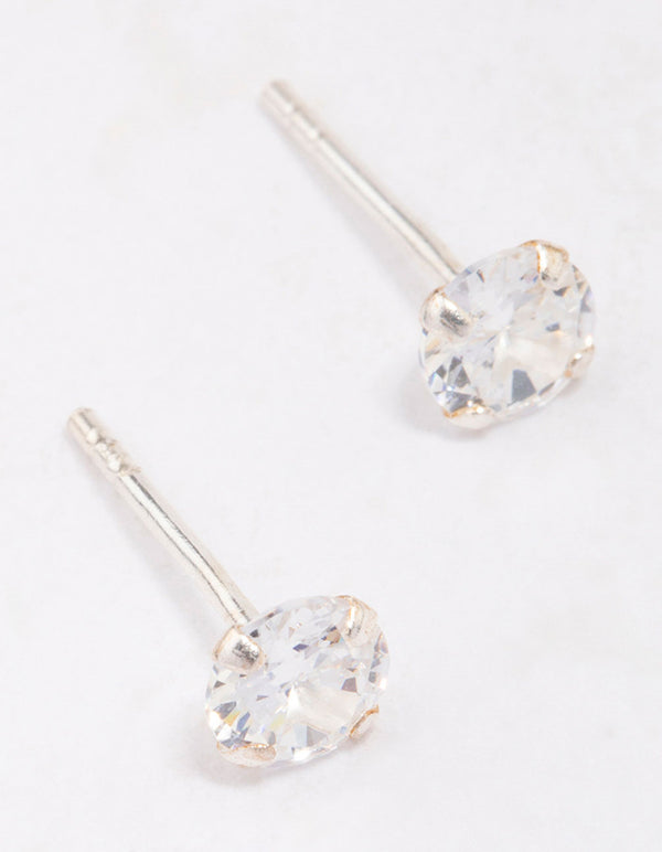 Sterling Silver Mini Cubic Zirconia Stud Earrings