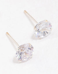 Sterling Silver Round Cubic Zirconia Stud Earrings - link has visual effect only