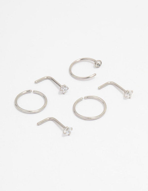 Surgical Steel Diamante Nose Piercing 6-Pack