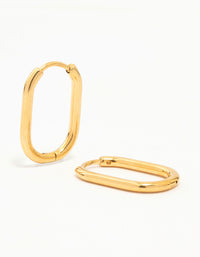 Gold Plated Surgical Steel Rounded Rectangular Hoop Earrings - link has visual effect only