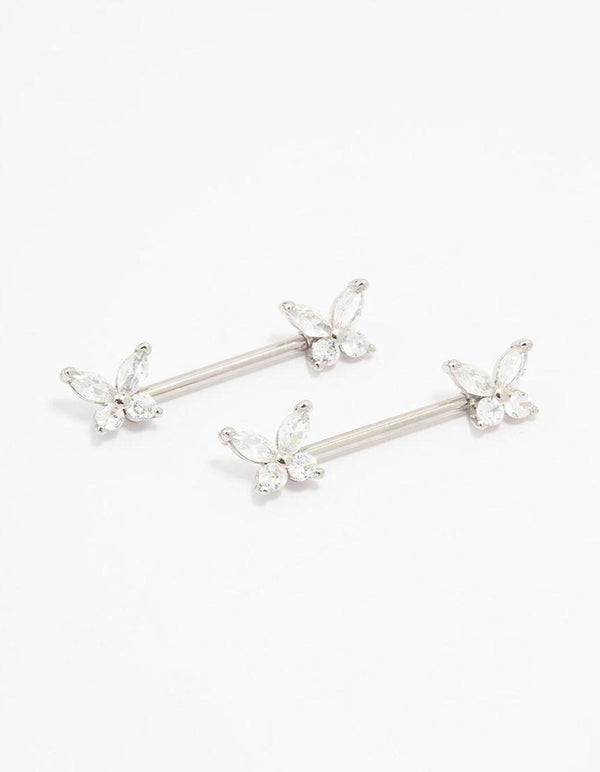 Surgical Steel Butterfly Double Nipple Piercing