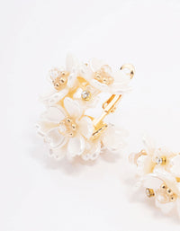 Gold Plated Flower Cluster Hoop Earrings - link has visual effect only