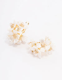 Gold Plated Flower Cluster Hoop Earrings - link has visual effect only