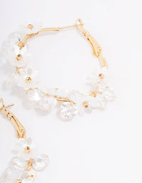 Gold Plated Freshwater Pearl Diamante Flower Hoop Earrings - link has visual effect only