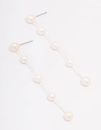 Silver Plated Freshwater Pearl Long Drop Earrings - link has visual effect only