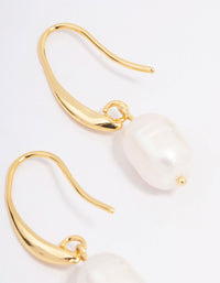 Gold Plated Freshwater Pearl Medium Hook Drop Earrings - link has visual effect only