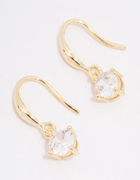 Gold Plated Cubic Zirconia Solitaire Hook Earrings - link has visual effect only