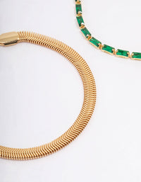 Gold Plated Baguette & Snake Bracelet Pack - link has visual effect only